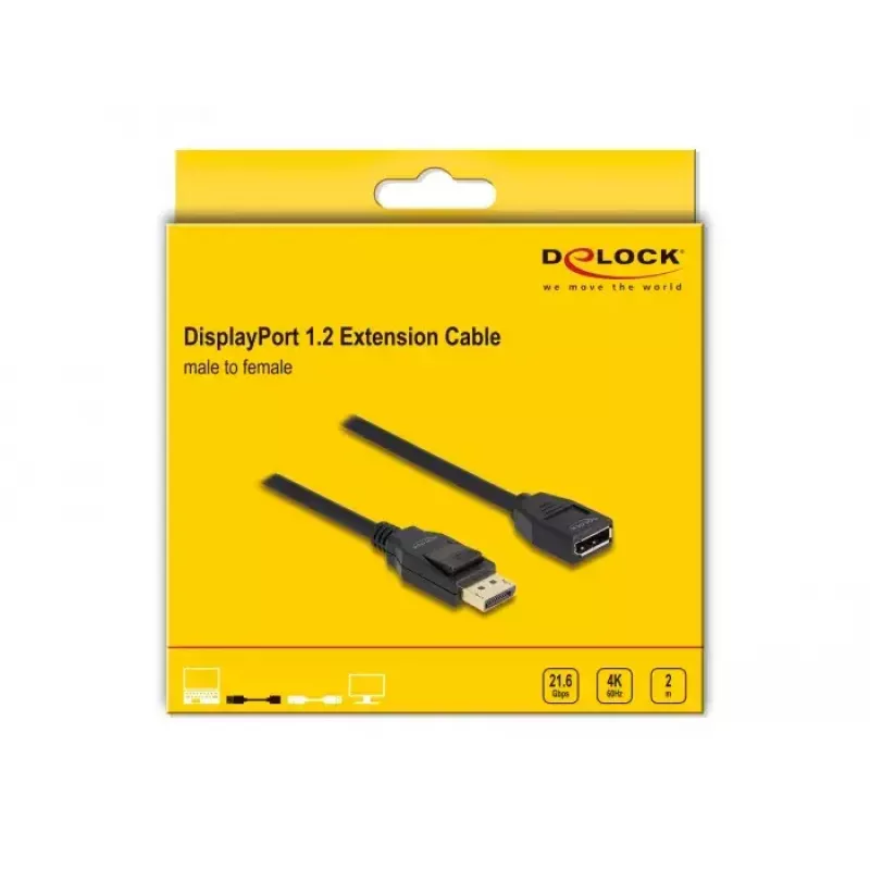 DeLOCK DisplayPort 1.2 Verlängerungskabel 4K 60 Hz 2 m