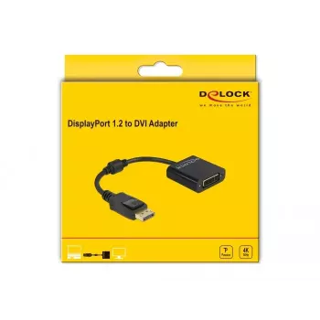 DeLOCK Adapter DisplayPort 1.2 Stecker auf DVI Buchse 4K Passiv schwarz