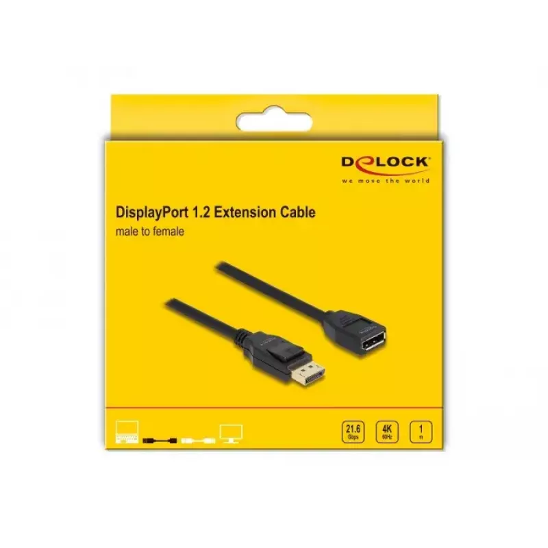 DeLOCK DisplayPort 1.2 Verlängerungskabel 4K 60 Hz 1 m