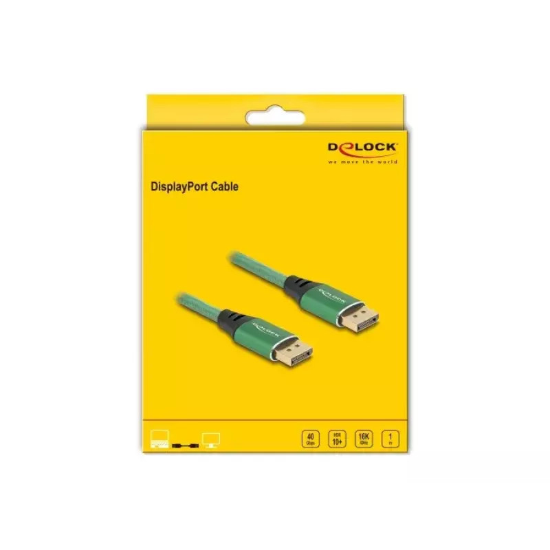 DeLOCK DisplayPort-Kabel 16K 60 Hz 1 m grün Metall