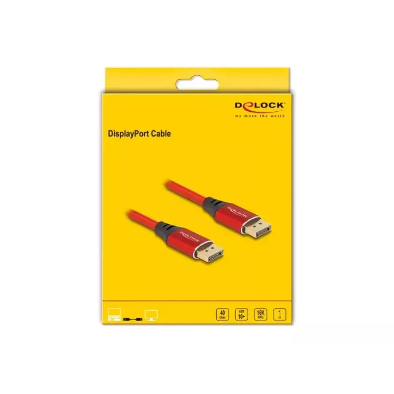 DeLOCK DisplayPort-Kabel 16K 60 Hz 1 m rot Metall