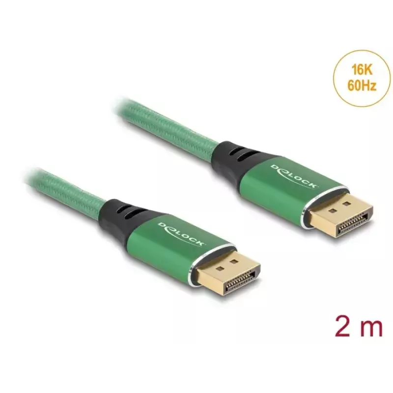 DeLOCK DisplayPort-Kabel 16K 60 Hz 2 m grün Metall