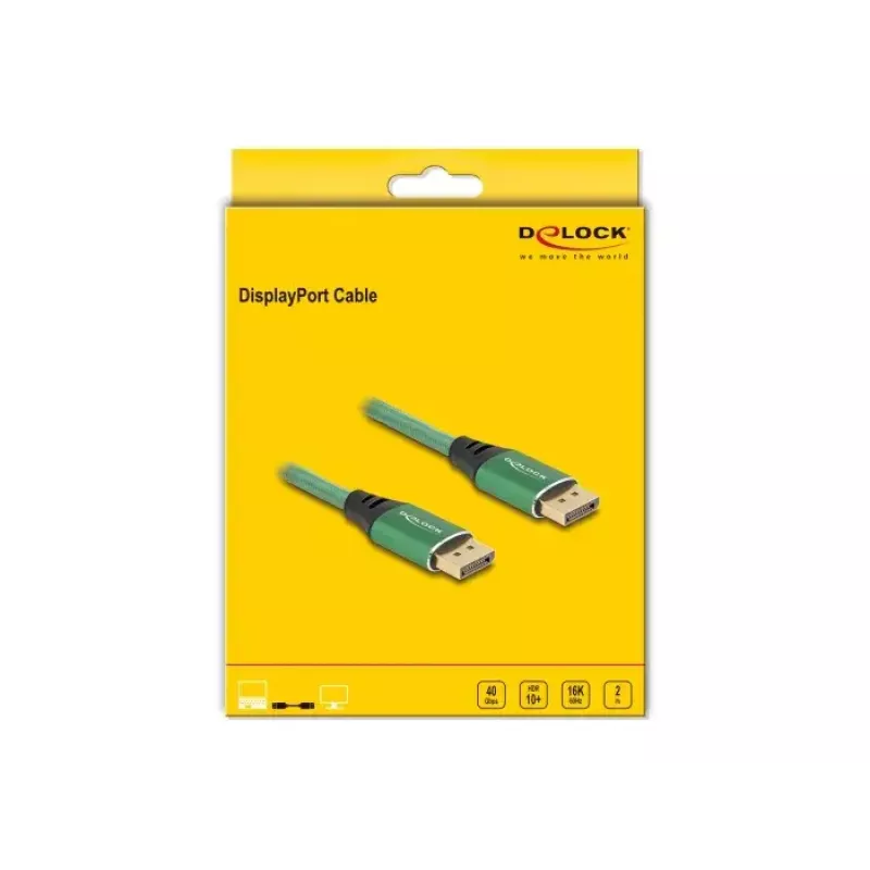 DeLOCK DisplayPort-Kabel 16K 60 Hz 2 m grün Metall