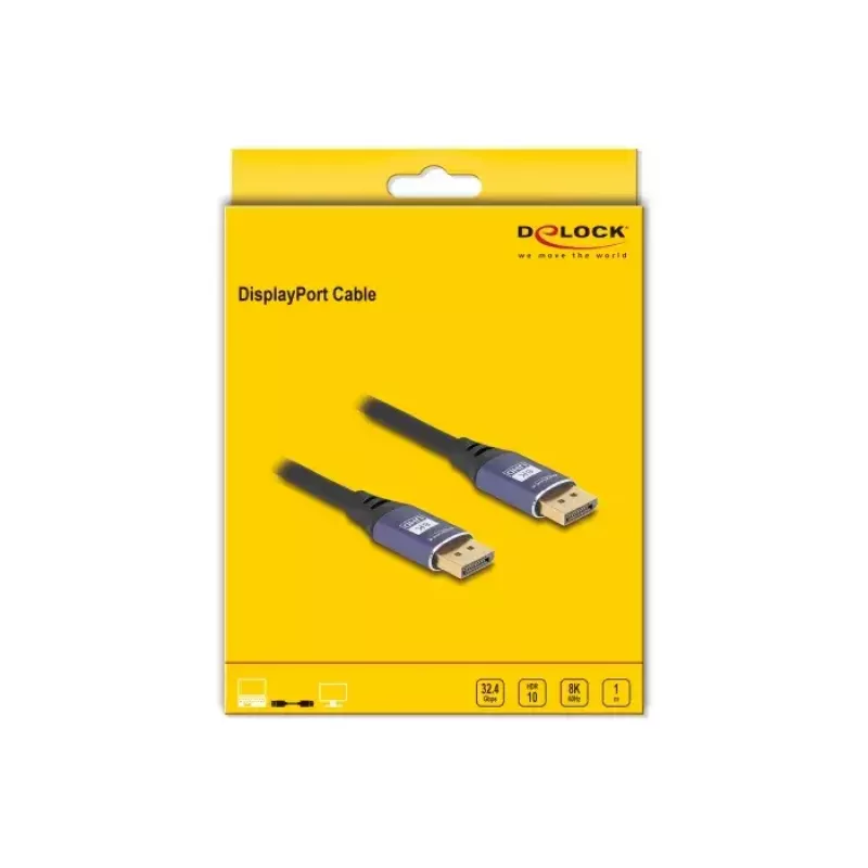 DeLOCK DisplayPort-Kabel 8K 60 Hz 1 m lila Metall