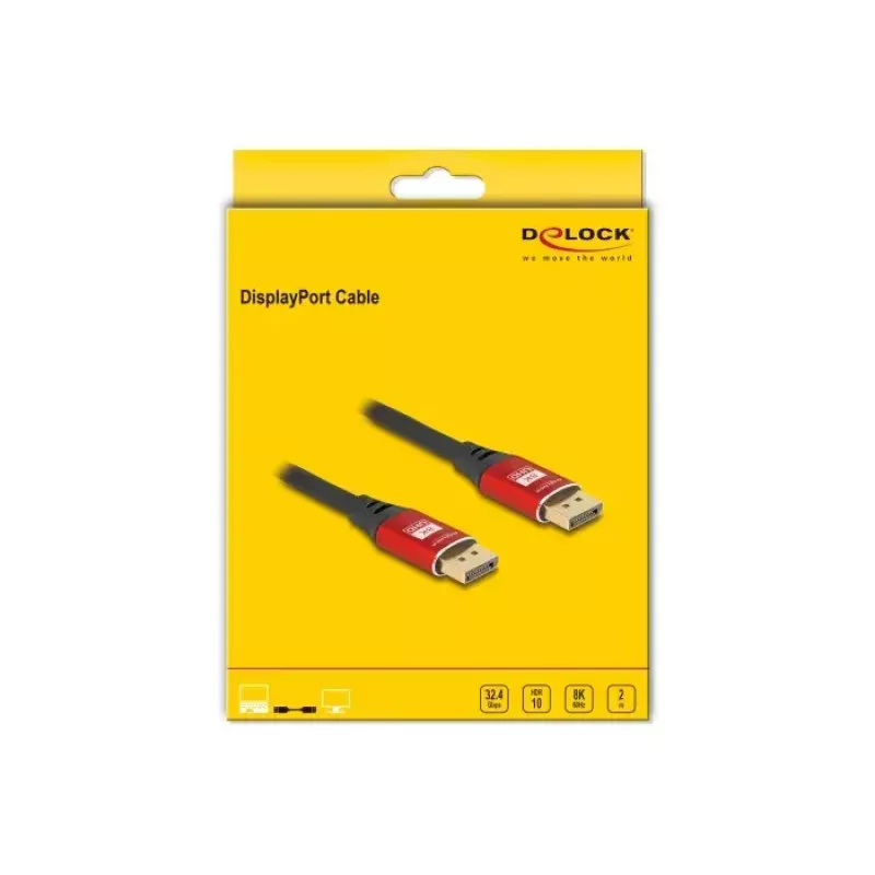DeLOCK DisplayPort-Kabel 8K 60 Hz 2 m rot Metall