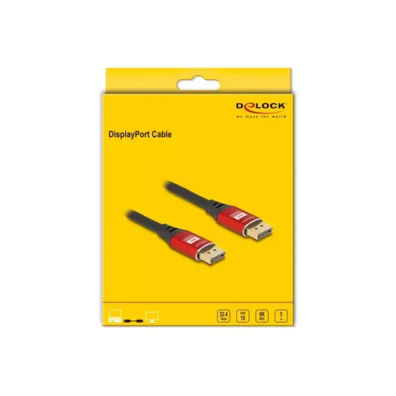 DeLOCK DisplayPort-Kabel 8K 60 Hz 5 m rot Metall