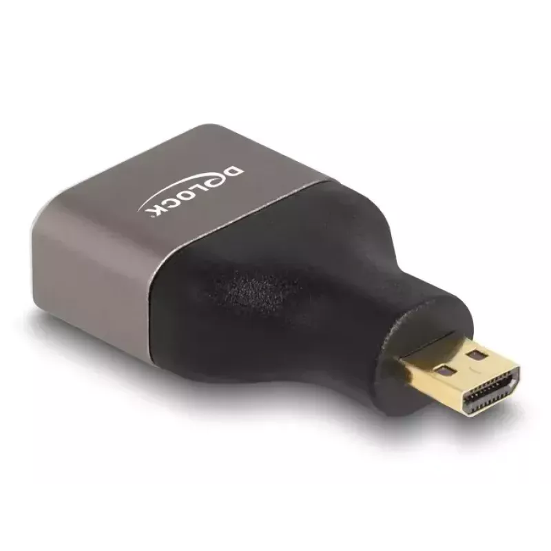 DeLOCK HDMI-Adapter Micro-D Stecker auf A Buchse 8K 60 Hz grau Metall
