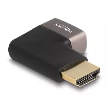 DeLOCK HDMI-Adapter Stecker auf Buchse 90° rechtwinklig 8K 60 Hz grau Metall