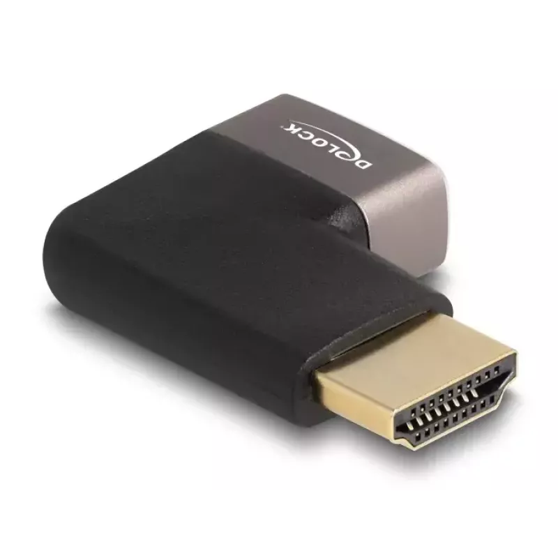 DeLOCK HDMI-Adapter Stecker auf Buchse 90° rechtwinklig 8K 60 Hz grau Metall