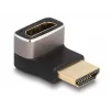 DeLOCK HDMI-Adapter Stecker auf Buchse 90° nach unten abgewinkelt 8K 60 Hz grau Metall