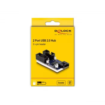 DeLOCK USB 2.0 Stiftleiste Hub 2 Port Schwarz Blau