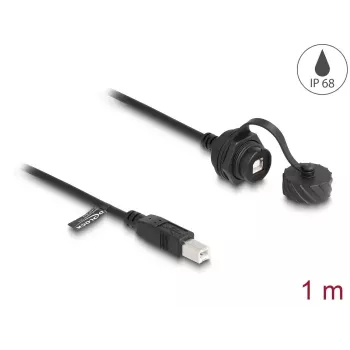 DeLOCK Kabel USB 2.0 Typ-B Stecker auf Typ-B Buchse 1m IP68 wasserdicht schwarz