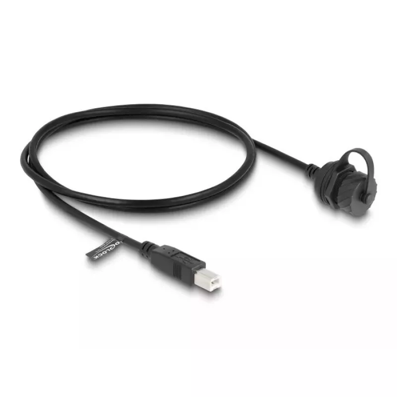 DeLOCK Kabel USB 2.0 Typ-B Stecker auf Typ-B Buchse 1m IP68 wasserdicht schwarz