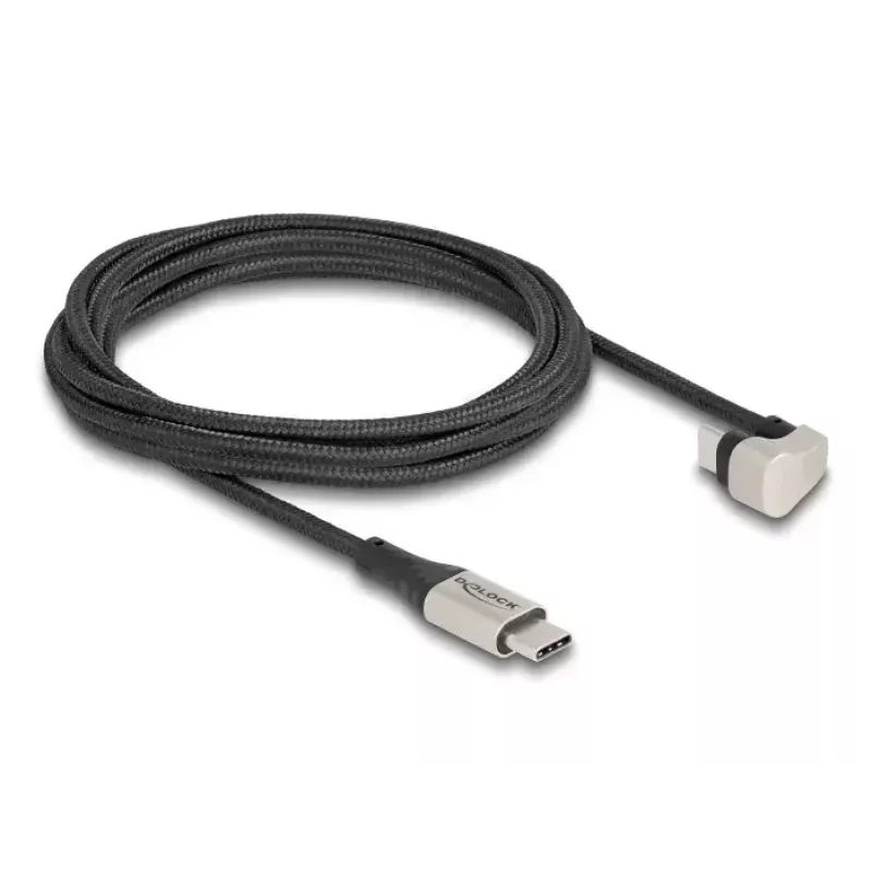 DeLOCK USB 2.0 Kabel USB Type-C Stecker auf Stecker 180° abgewinkelt 2 m PD 60 W