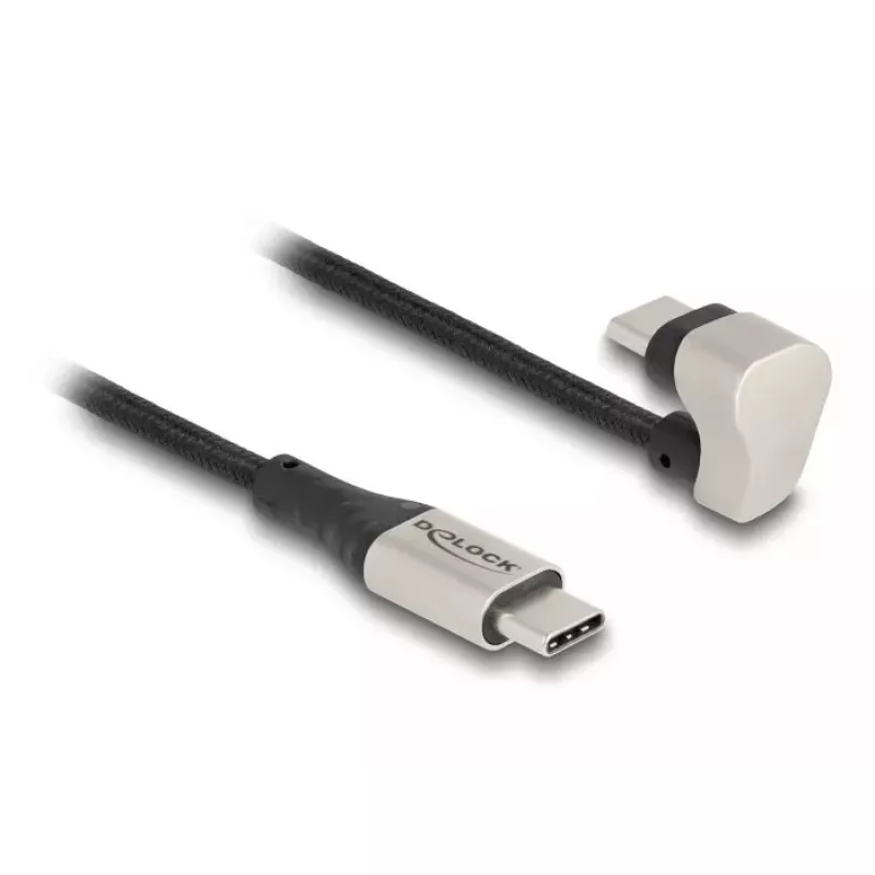 DeLOCK USB 2.0 Kabel USB Type-C Stecker auf Stecker 180° abgewinkelt 2 m PD 60 W