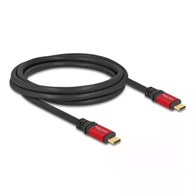 USB-C-Kabel DeLOCK USB 2.0 Typ-C Stecker auf Stecker 2 m 240 W E-Marker rot