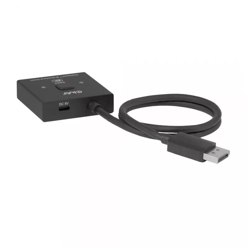 DisplayPort 2‑in‑1 bidirektionaler Switch CLUB3D CSV-1009 — 2x DisplayPort-Ausgänge, 8K@60Hz, Schwarz