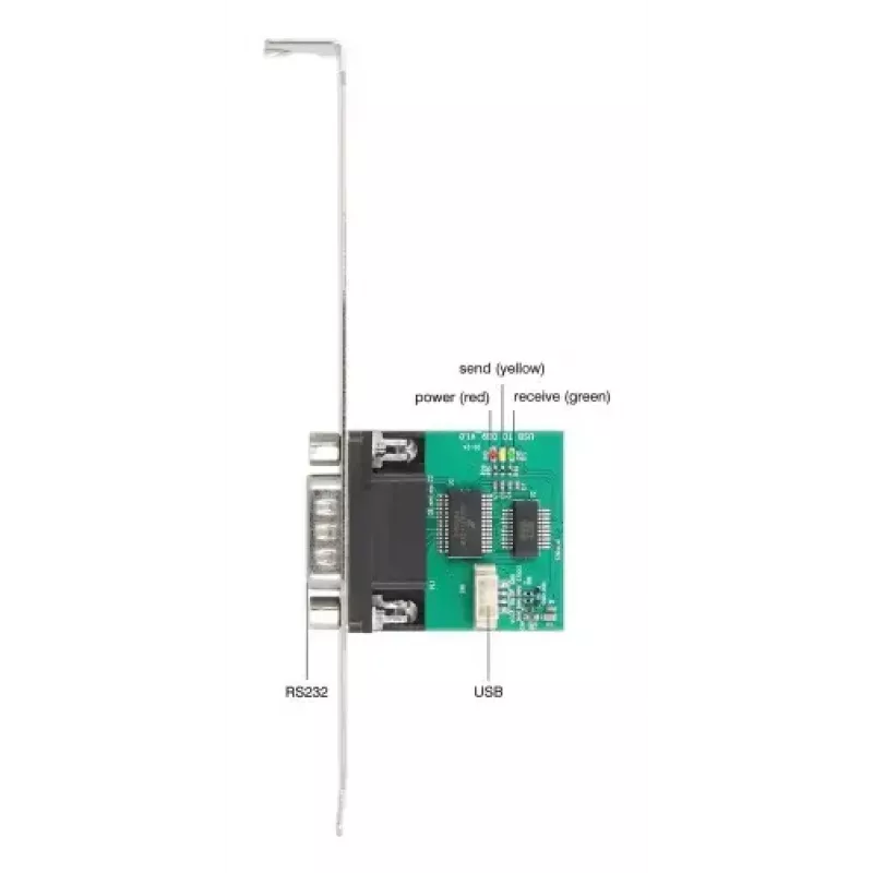 DELOCK 90582 USB 2.0 auf RS-232 Seriell Konverter/Repeater/Isolator, FTDI FT231XS, grün Edelstahl
