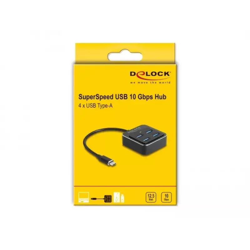 DeLOCK USB 3.2 Gen 2 USB Type-C Hub 4 x USB Type-A 10 Gbps
