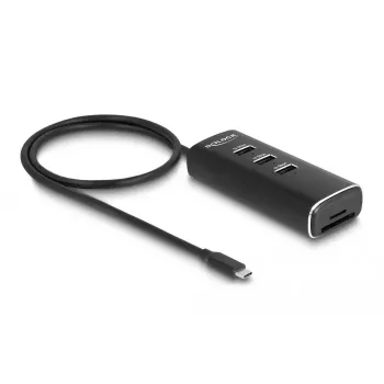 DeLOCK 3 Port USB Hub 10 Gbps mit SD Micro SD Reader Type-C 60 cm Kabel