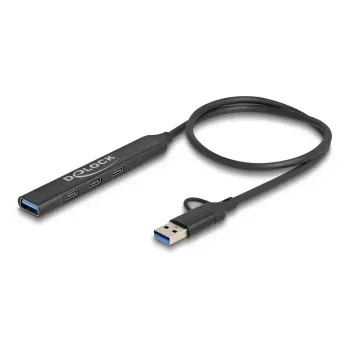 DeLOCK 4 Port schlank USB Hub USB Type-C USB Type-A 5 Gbps Schwarz