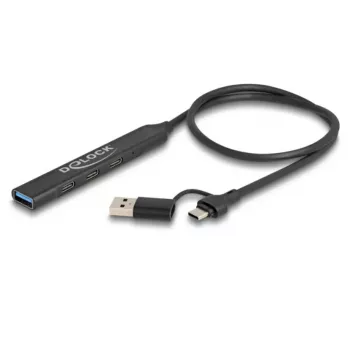 DeLOCK 4 Port schlank USB Hub USB Type-C USB Type-A 5 Gbps Schwarz