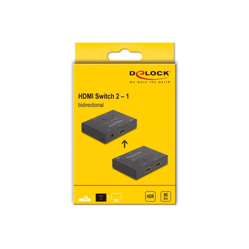 DeLOCK HDMI 2-1 Switch bidirektional 8K 60 Hz Metall Schwarz