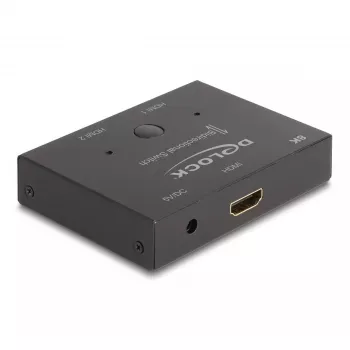 DeLOCK HDMI 2-1 Switch bidirektional 8K 60 Hz Metall Schwarz
