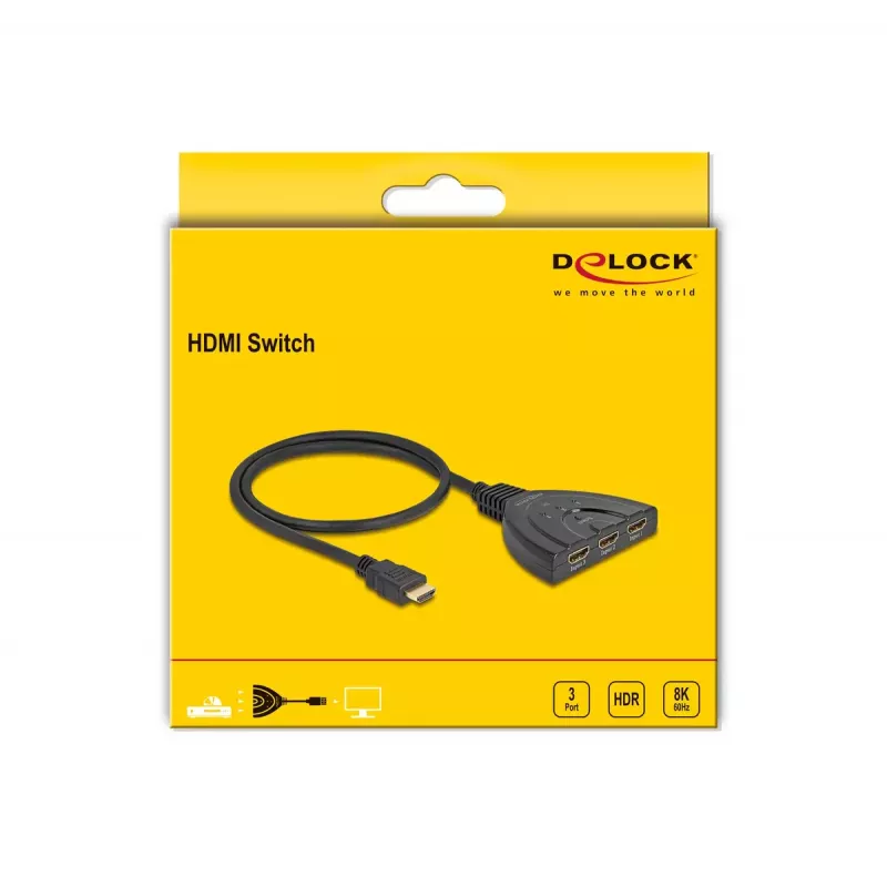 DeLOCK HDMI Switch 3 x HDMI in auf 1 x HDMI out 8K 60 Hz
