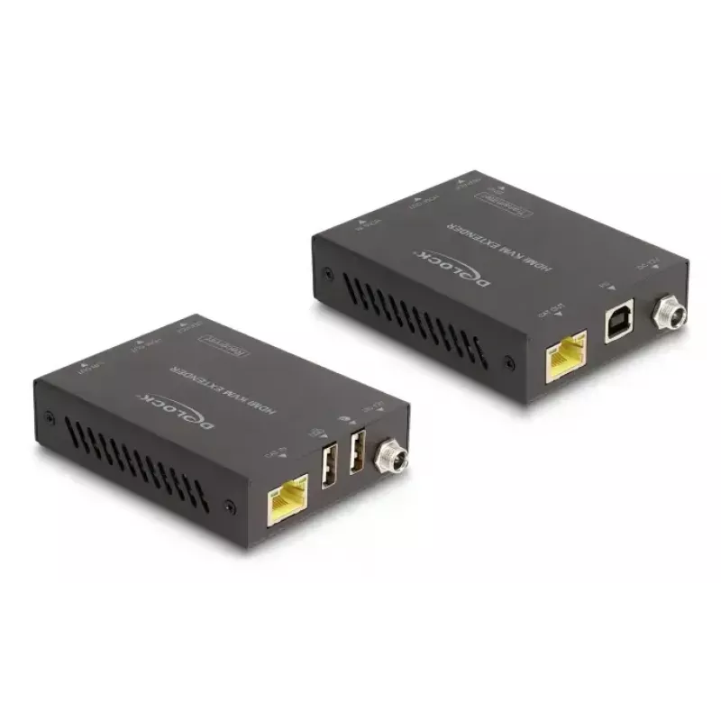 KVM-Extender DELOCK 65957 — HDMI- & USB-Sender und -Empfänger, kabelgebunden, bis zu 70 m, 18 Gbit/s, 600 MHz, schwarz