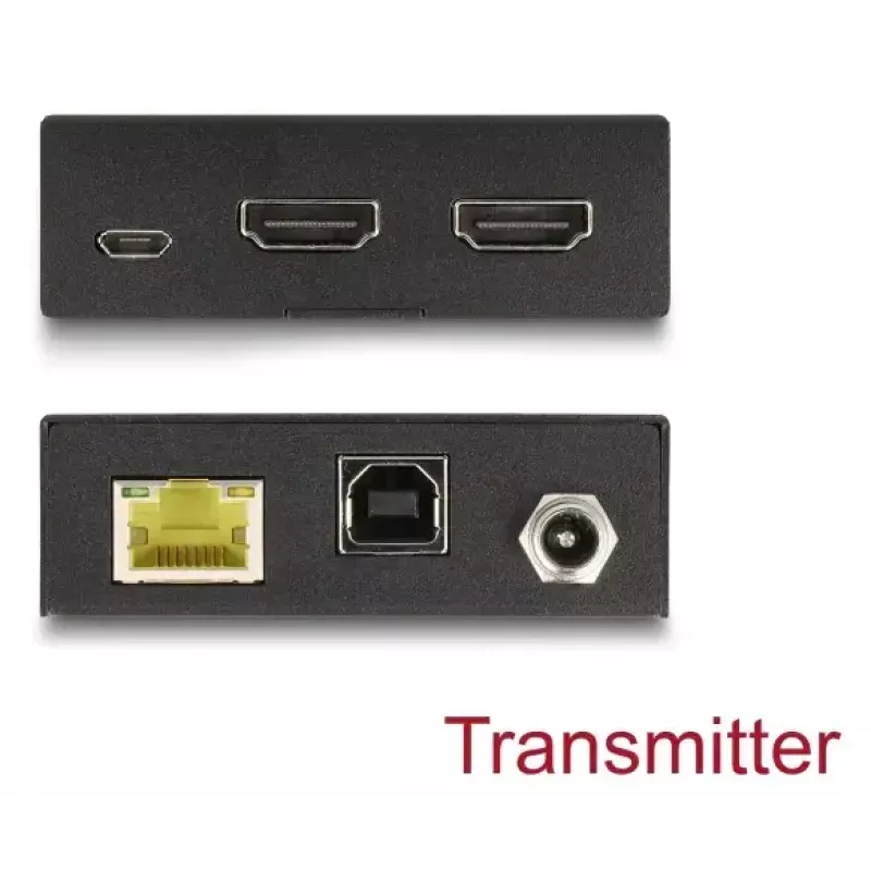 KVM-Extender DELOCK 65957 — HDMI- & USB-Sender und -Empfänger, kabelgebunden, bis zu 70 m, 18 Gbit/s, 600 MHz, schwarz