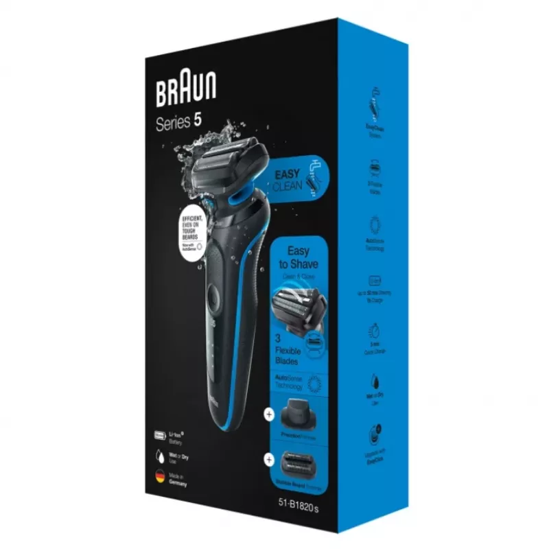 Braun Series 5 51-B1820s Folienrasierer Schwarz, Blau