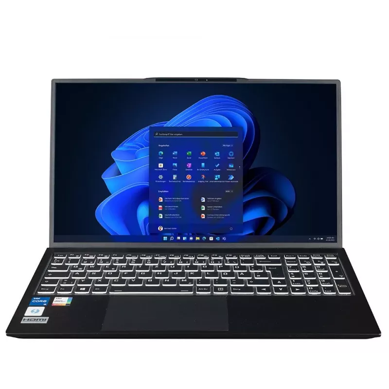 bluechip TRAVELline B15W57 Intel® Core™ i5-1335U Prozessor / 4.60 GHz, Windows 11 Pro, 15,6 Zoll entspiegeltes IPS-Panel, 1920 x 1080, 16 GB DDR5, 500 GB NVMe SSD, Intel® WiFi 6 AX211 2×2, Bluetooth 5.3, Gigabit-Ethernet, Intel® Iris® Xe Grafik, Thunderbolt™ 4 über Type-C-Anschluss
