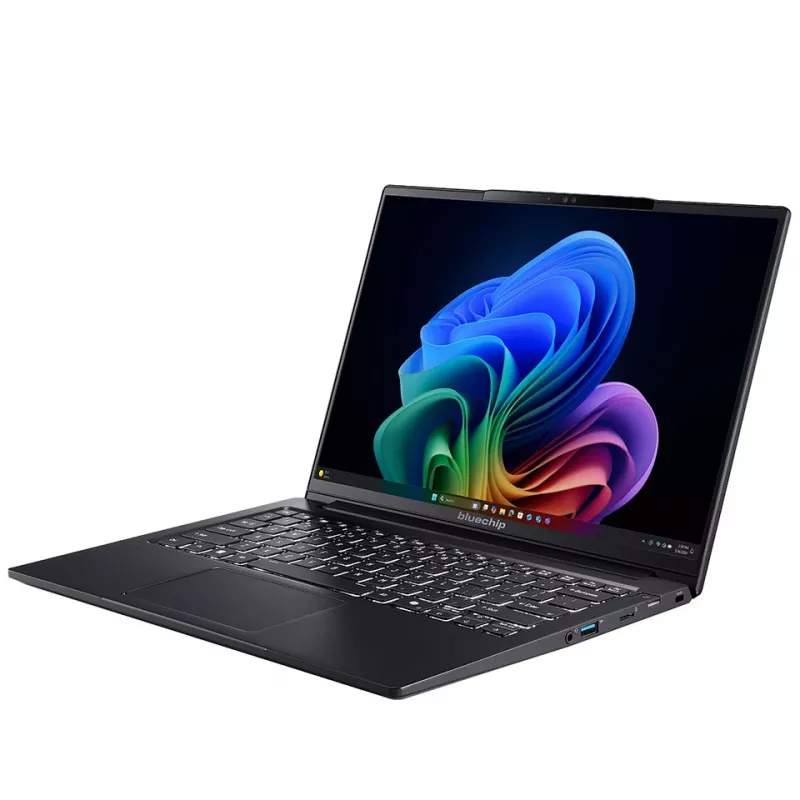 bluechip TRAVELline U14W17, Copilot+ PC Intel Core Ultra 5 135H Laptop 35,6 cm (14 Zoll) 16 GB LPDDR5x-SDRAM 500 GB SSD Wi-Fi 7 (802.11be) Windows 11 Pro Schwarz