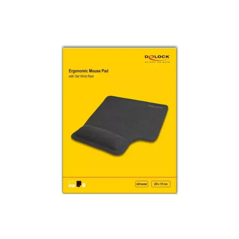 DeLOCK Ergonomisches Mauspad mit Gel-Handgelenkauflage für Linkshänder schwarz