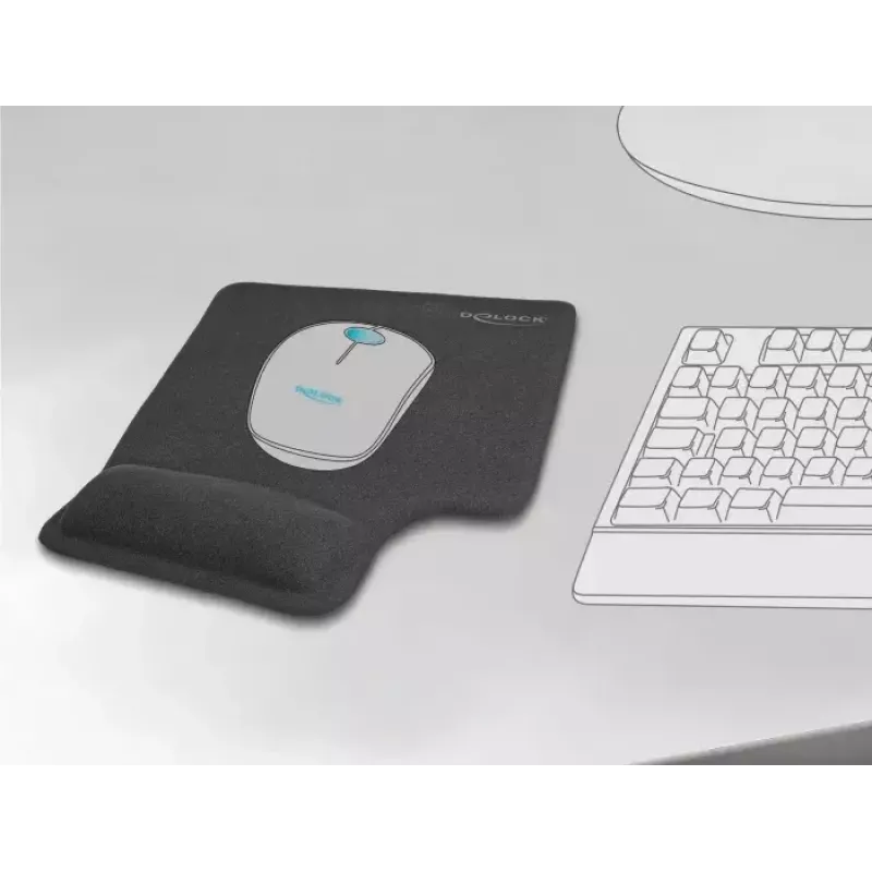 DeLOCK Ergonomisches Mauspad mit Gel-Handgelenkauflage für Linkshänder schwarz