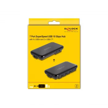 DeLOCK 64209 USB 3.2 Gen 2 Type-C Hub 10000 Mbit/s Schwarz