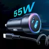 Auto-Ladegerät Joyroom JR-CL07 3-in-1 60W mit integriertem USB-C-Kabel 1,6 m, schwarz