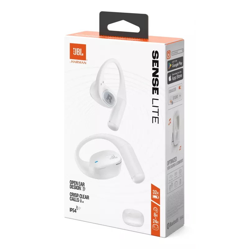 Headset JBL Sense Lite — Kabelloser Bluetooth-Ohrhörer mit Ohrbügel, intraaural, 20–20000 Hz, 83,5 g, weiß