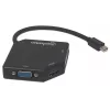 Manhattan Mini DisplayPort 1.2 auf HDMI, DVI und VGA Adapterkabel (3-in-1), 25 cm, Schwarz, Stecker auf Buchse, Passiv, HDMI 4K@30Hz, VGA und DVI 1080p@60Hz, Entspricht MDP2VGDVHD, Kompatibel mit DVI-D, Drei Jahre Garantie, Blister