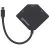 Manhattan Mini DisplayPort 1.2 auf HDMI, DVI und VGA Adapterkabel (3-in-1), 25 cm, Schwarz, Stecker auf Buchse, Passiv, HDMI 4K@30Hz, VGA und DVI 1080p@60Hz, Entspricht MDP2VGDVHD, Kompatibel mit DVI-D, Drei Jahre Garantie, Blister