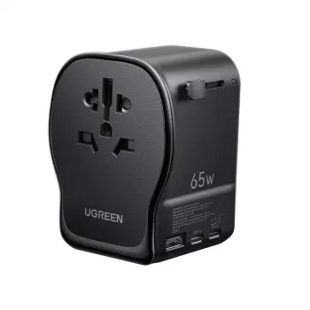 AC Innen-Ladegerät für Mobilgeräte UGREEN 55001 — 2× USB-C, 100–240 V, Schnellladung, Schwarz/Grau