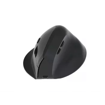 EQUIP ergonomische vertikale Funkmaus für Rechtshänder, 1600 DPI, RF Wireless + Bluetooth, wiederaufladbar, 6 Tasten, schwarz