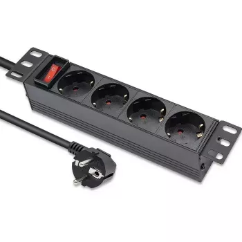 Steckdosenleiste QOLTEC 54603 — 1U Rack-montierbar, 16A Eingang, 4× Schutzkontakt-Steckdosen