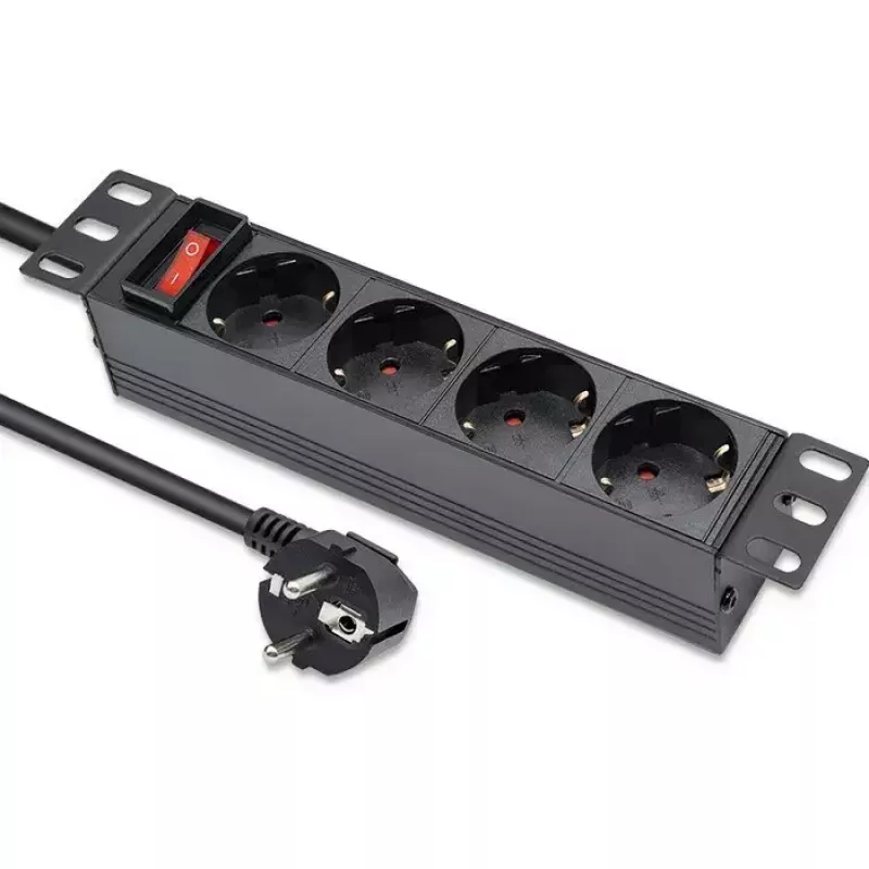 Steckdosenleiste QOLTEC 54603 — 1U Rack-montierbar, 16A Eingang, 4× Schutzkontakt-Steckdosen
