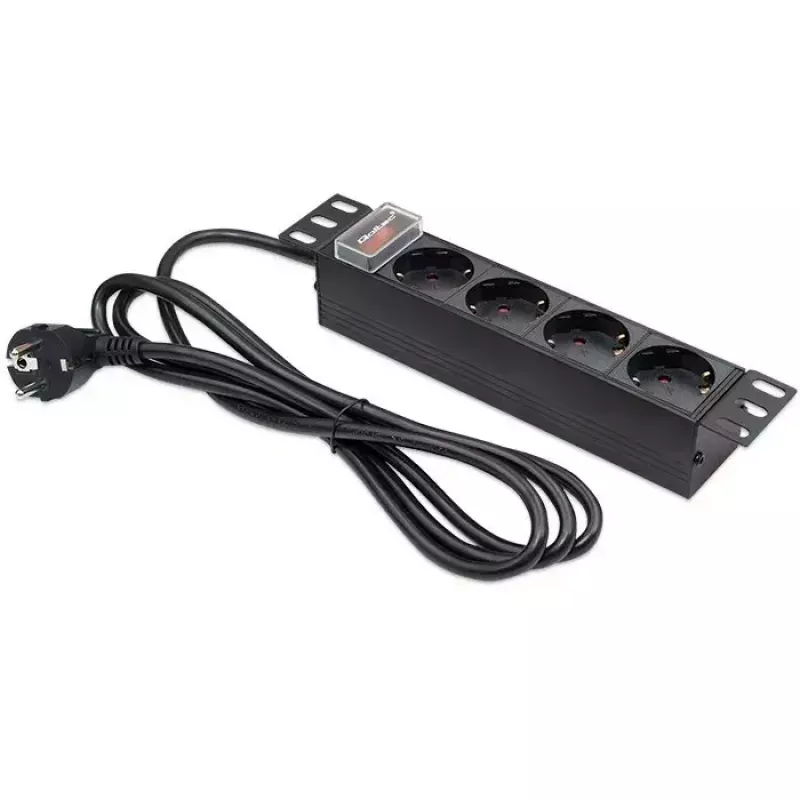 Steckdosenleiste QOLTEC 54603 — 1U Rack-montierbar, 16A Eingang, 4× Schutzkontakt-Steckdosen