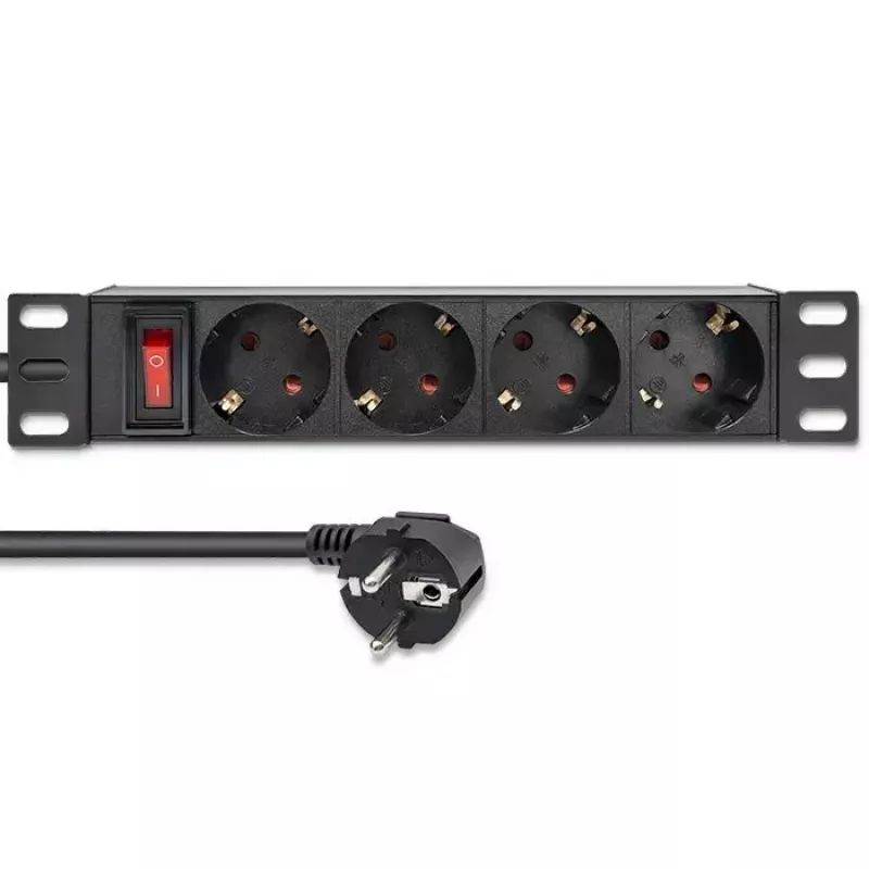 Steckdosenleiste QOLTEC 54603 — 1U Rack-montierbar, 16A Eingang, 4× Schutzkontakt-Steckdosen