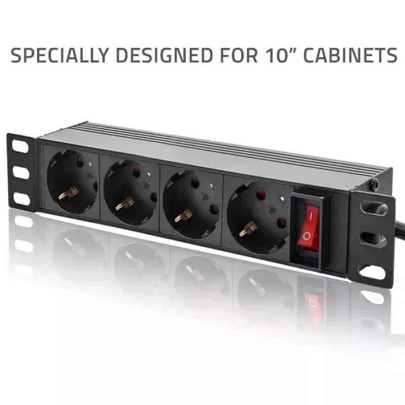 Steckdosenleiste QOLTEC 54603 — 1U Rack-montierbar, 16A Eingang, 4× Schutzkontakt-Steckdosen
