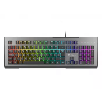 GENESIS Rhod 500 RGB Tastatur Gaming USB QWERTY Portugiesisch Schwarz, Silber
