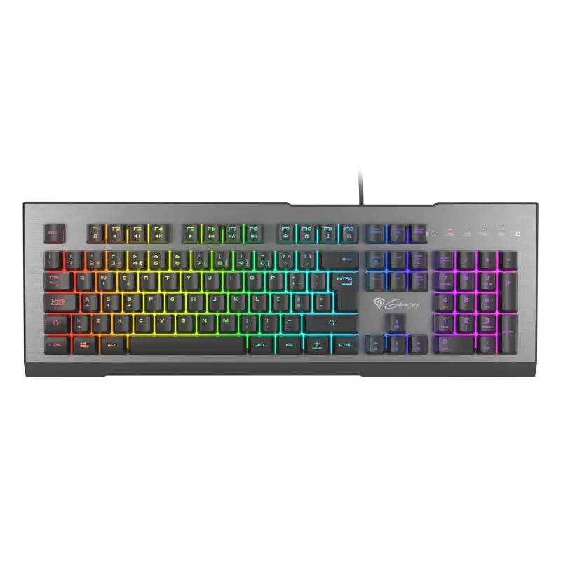 GENESIS Rhod 500 RGB Tastatur Gaming USB QWERTY Portugiesisch Schwarz, Silber